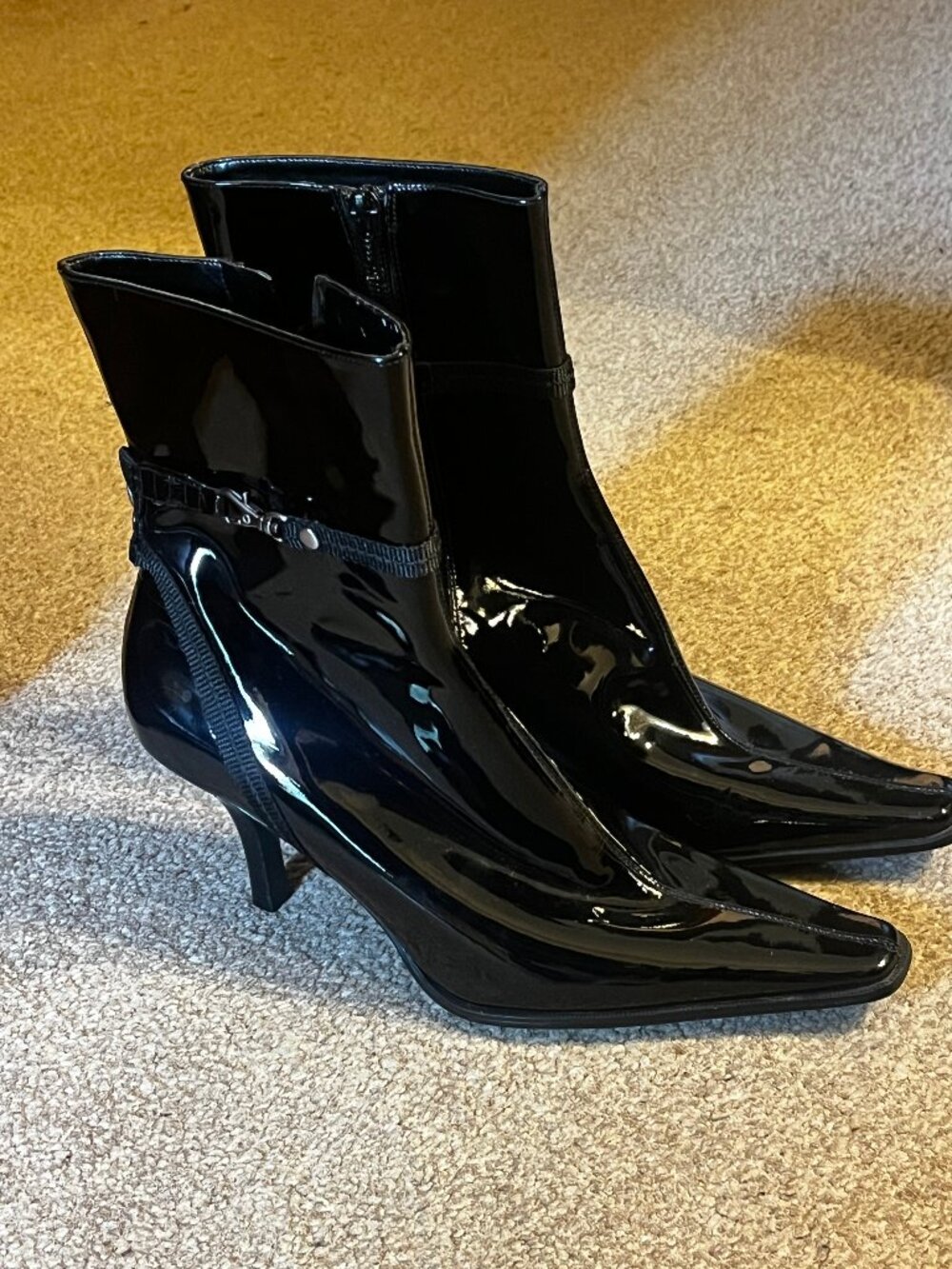 Enzo Angiolini Black Patent Leather Boots Size 6.5 M